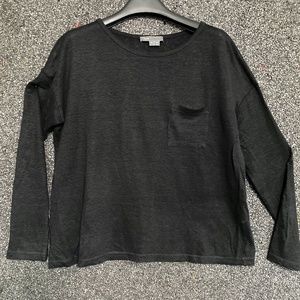 Vince Black Long Sleeve T-shirt in Linen S